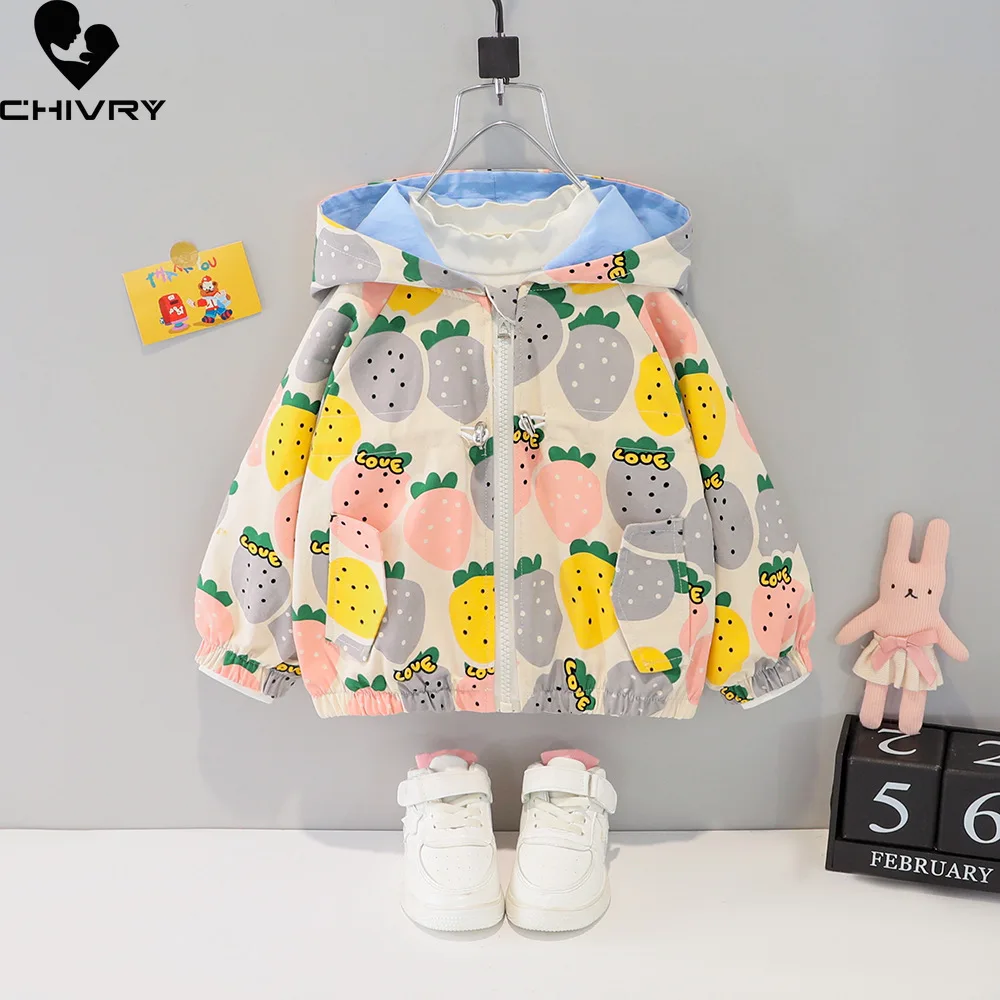 Abrigo con estampado de pi&ntilde;a de dibujos animados para beb&eacute;s, rompevientos, chaquetas con cremallera con capucha, oto&ntilde;o, 2021-2