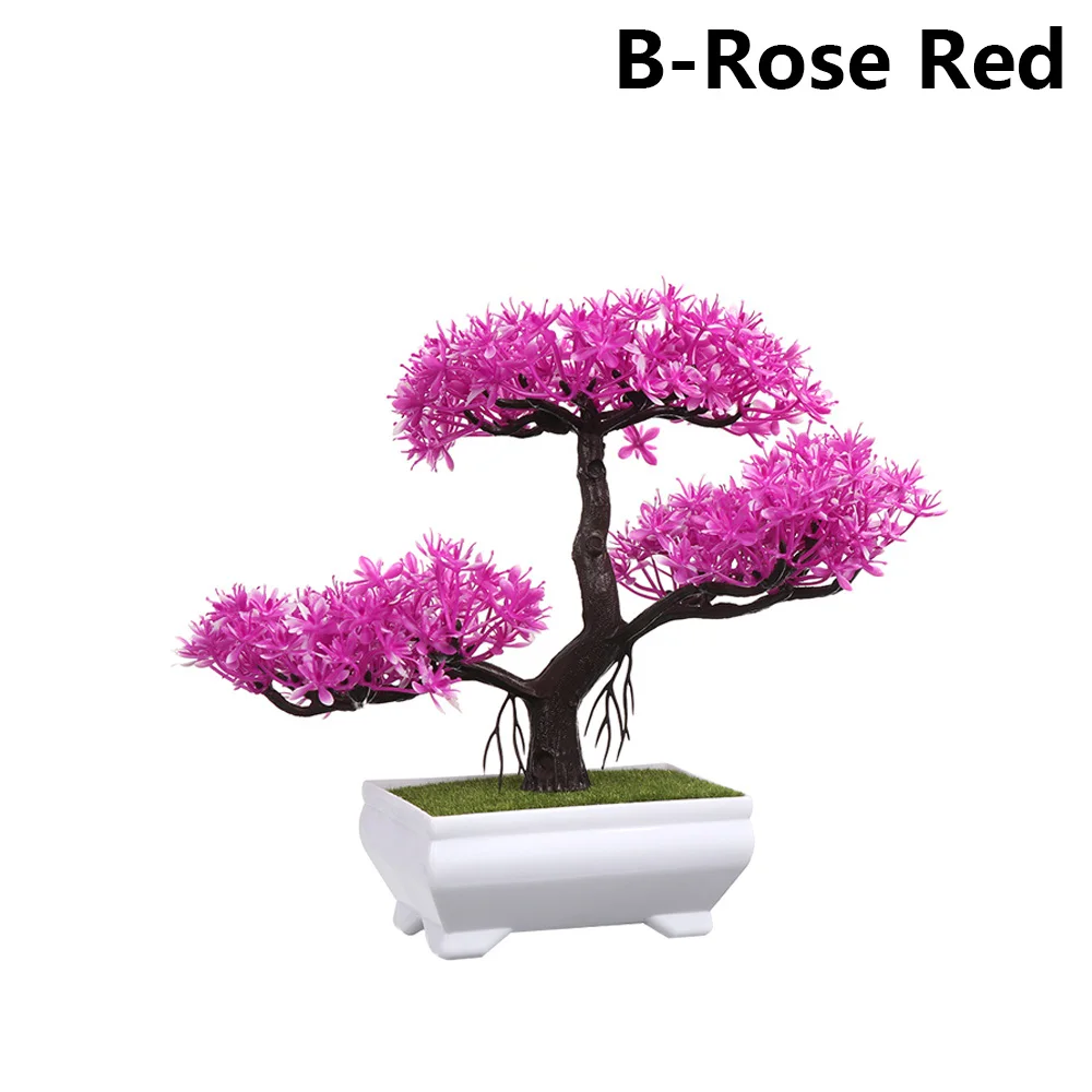 B-Rose Red 1 комплект искусственный пластиковый бонсай заменитель пены в горшке реалистичные растения Настольный орнамент топиарная сосновая дерево украшение для дома ремесла - Цвет: B-Rose Red