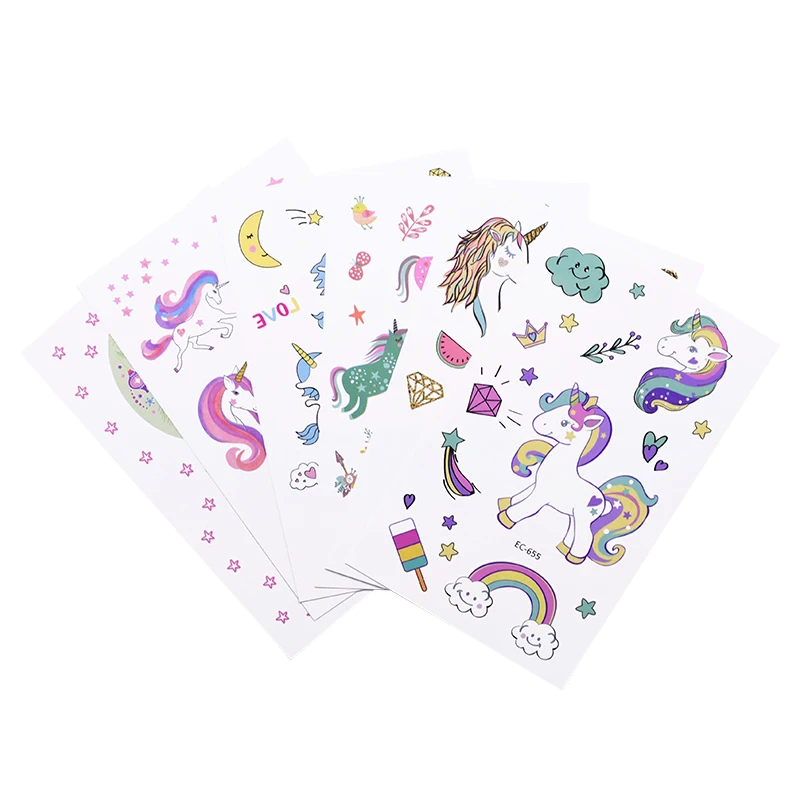 

5sheet Disposable Tattoo Sticker Unicorn Party Decoration Baby Kids Unicorn Birthday Party Favors Temporary Tattoos Supplies