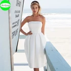 Короткое свадебное платье 2021Boho Vestidos De Novia простой по колено Атласный халат Mariage Boda невесты вечерние платья, платье для невесты, дешево