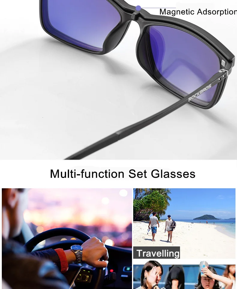 ROCKBROS Cycling Customized Myopia Sunglasses UV400 Nearsighted Glasses Double Lens Polarized Lens Driving Bike Bicycle Eyewear