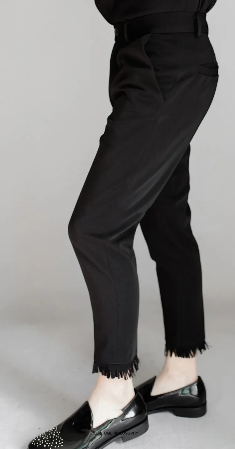 Мужские повседневные брюки облегающие Капри с необработанным подолом модная