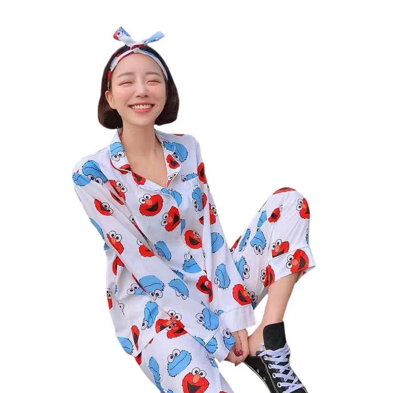 

Women In Spring Autumn Korean Version of Long Sleeve Cardigan Cartoon Leisure Plus Size Pajamas Women's Home Service Suit