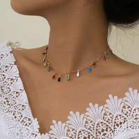 european and american fashion jewelry ethnic style colored gold drop pendant necklace necklace
