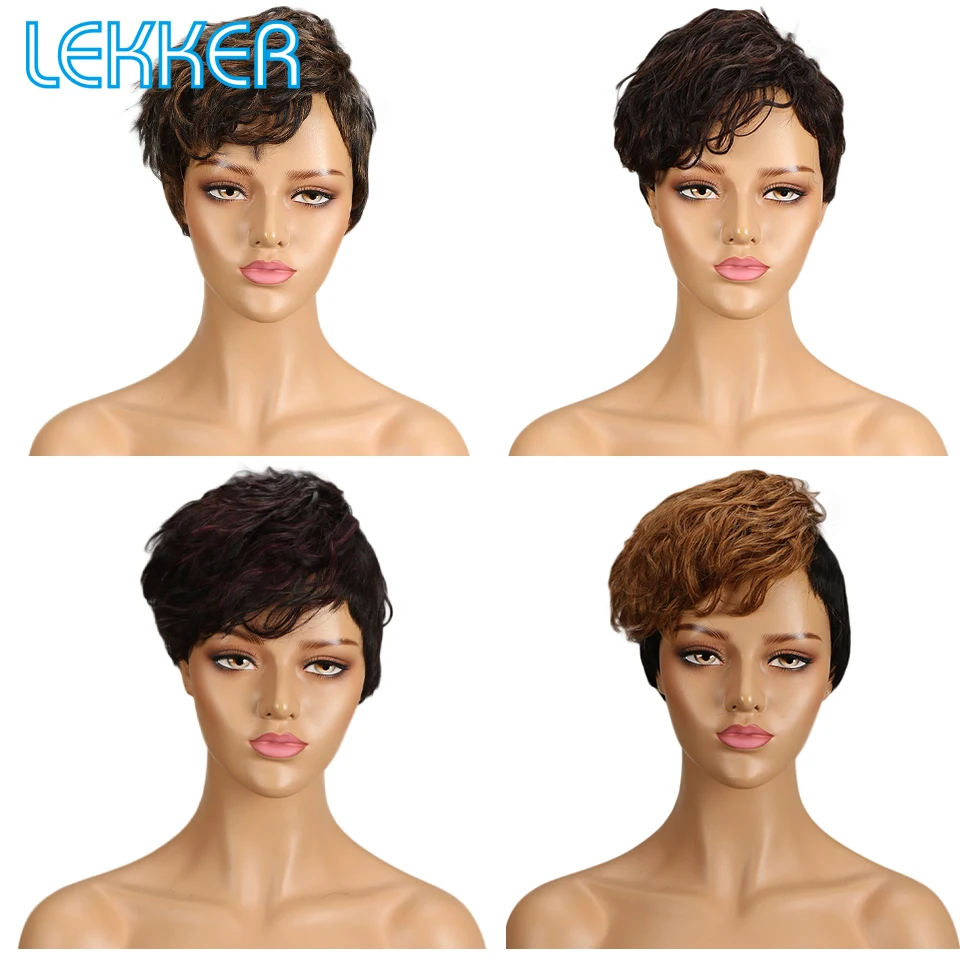 Lekker парики короткие из человеческих волос бразильский Реми 100% человеческие