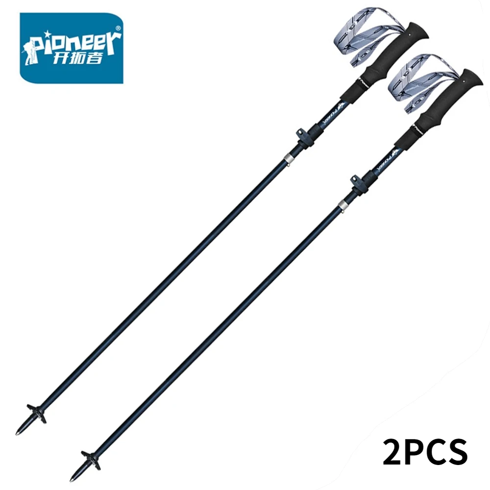

Pioneer 2pcs Ultralight Carbon Fiber Trekking Poles Adjustable 5 Section Collapsible Nordic Walking sticks Camping Hiking Canes