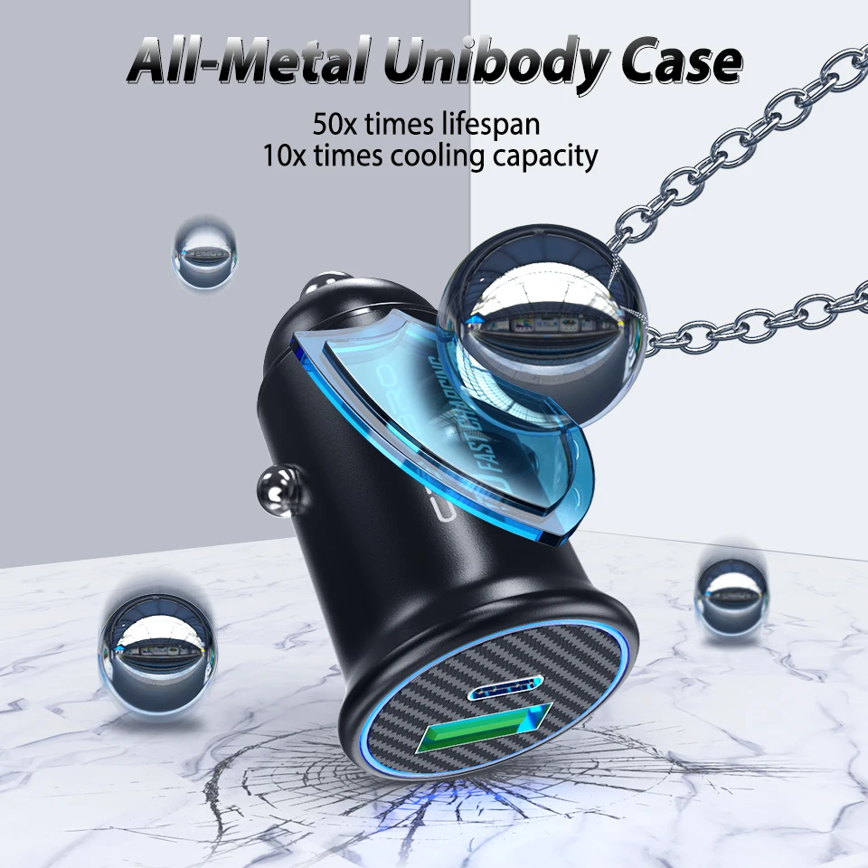 Quick Charge 3 0 30 Вт QC PD Автомобильное зарядное устройство для Samsung S20 S21 5G быстро