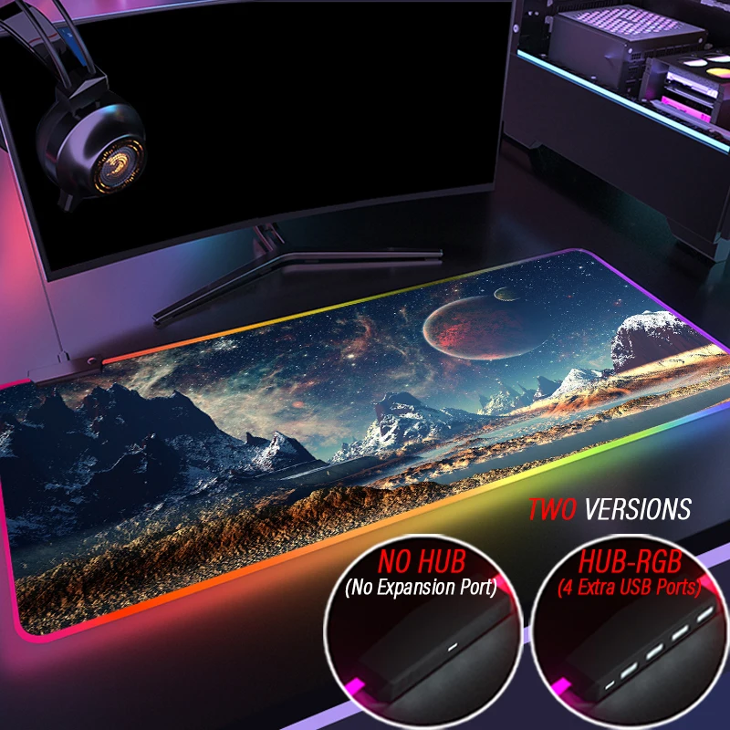 

Коврик для мыши RGB «Вселенная Туманность», игровой коврик для мыши с 4 USB-портами, аксессуары для ПК, ковер с экстремальной светодиодной подсв...