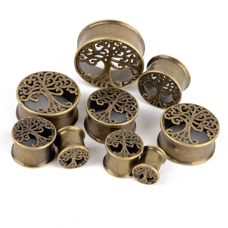 8 25 мм латунь Древо жизни заглушка для ушей старинные античные телесные туннель