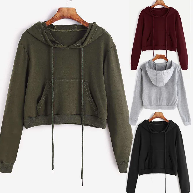 

Plus Size Women Sweatshirts Autumn Long Sleeve Hooded Drawstring Hoodies Plain Dyed Casual Loose Solid Color Pullover Tops