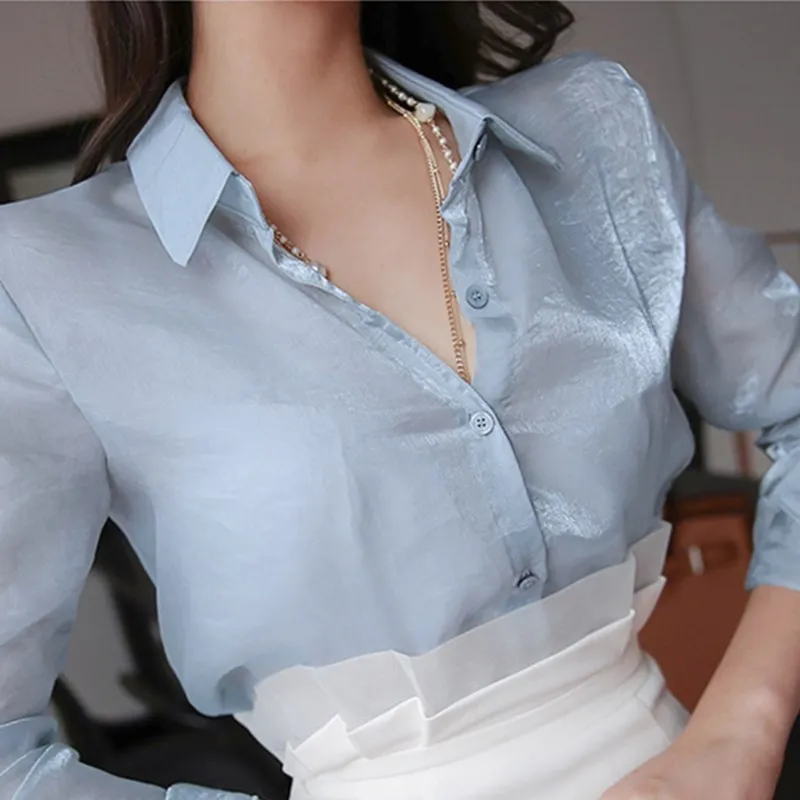 Women Skirt 2 Piece Set Fashion Blue OL Slim Shirt Office Lady Casual and White Bodycon Work Spring Fall New |