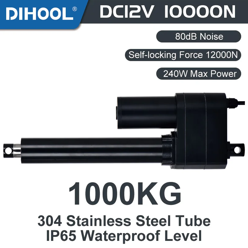 

Electric Linear Actuator DC 12V 10000N Push 1000kg 100mm 200mm 300mm Stroke Motor Drive Stainless Steel Pipe Waterproof Lift