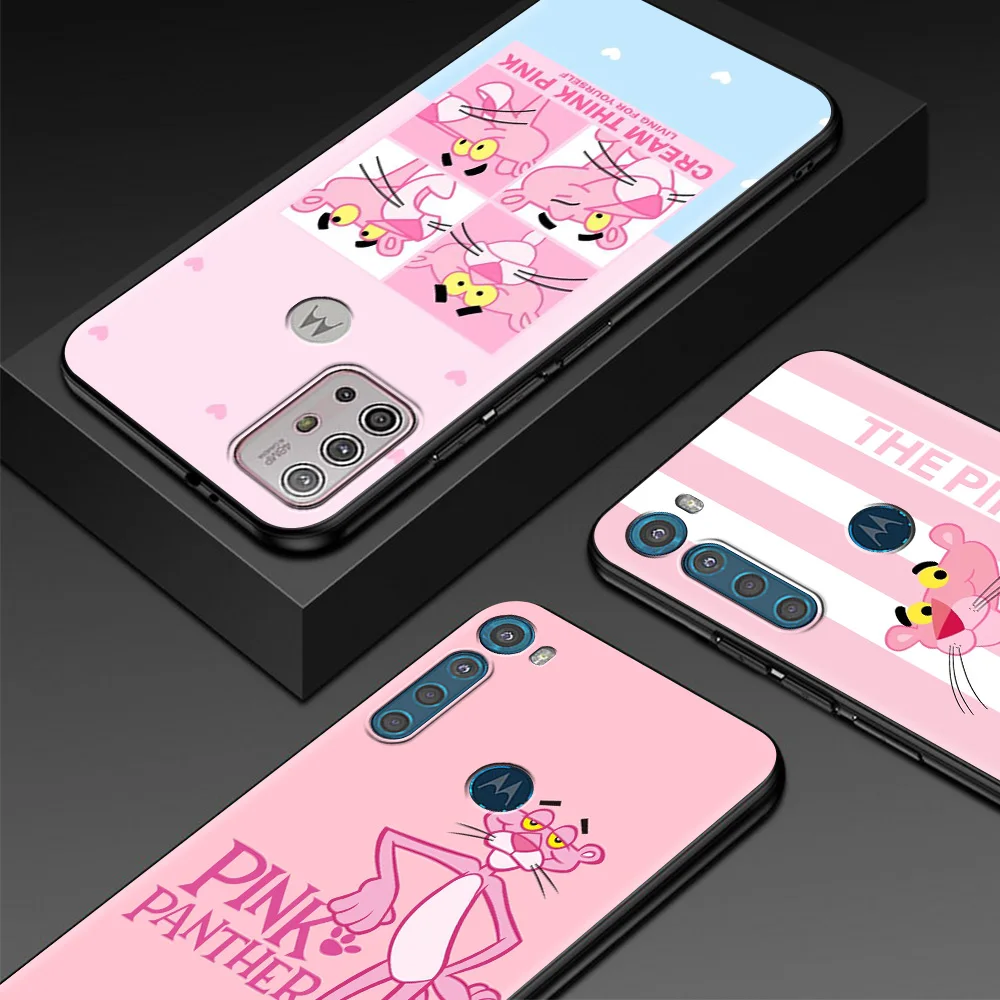 phone case for moto one fusion g stylus g100 g60s g60 g50 g30 g20 g10 g9 g8 plus play power lite e40 e20 e6s cute pink panther free global shipping