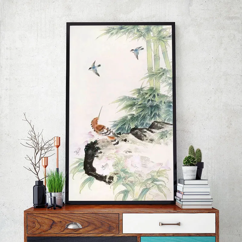 Китайский Персонаж знаменитая картина горный цветок Бамбук камень птица Чернила