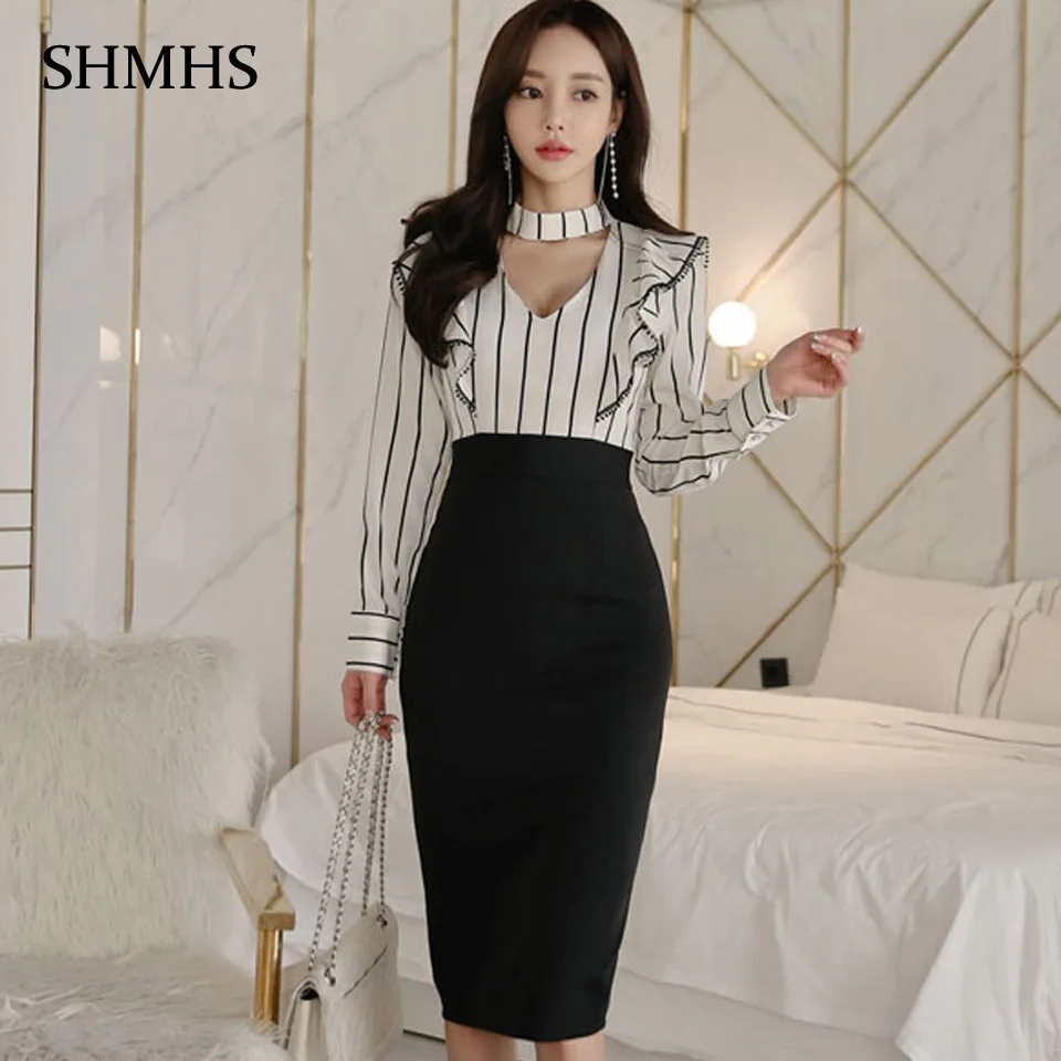 Женское офисное платье карандаш элегантное простое приталенное черное с высокой