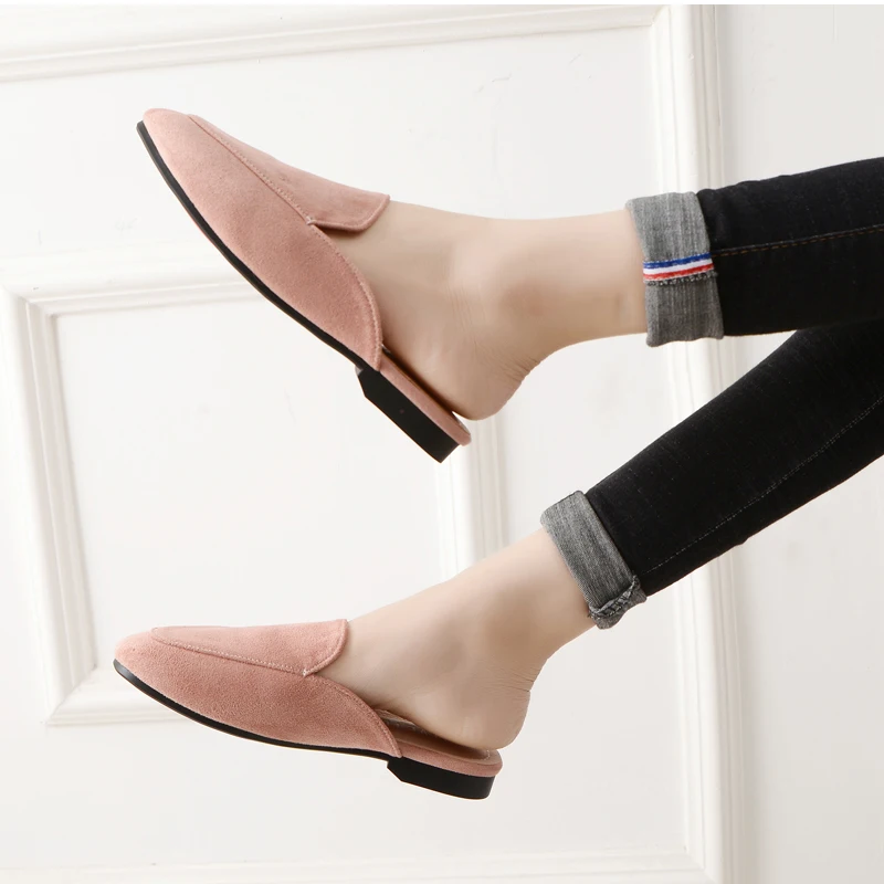 Women's Spring Autumn Flat Slippers Ladies Outdoor Casual Mules Shoes Female Luxury Lazy Fashion Slides Pointed Non-Slip Sandals