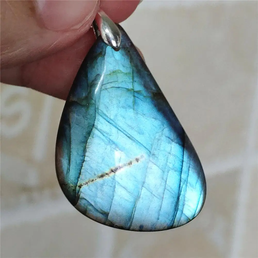 

37x28x7mm Natural Blue Light Labradorite Pendant Women Men Rare Labradorite Necklace Jewelry Fashion Gemstone AAAAA