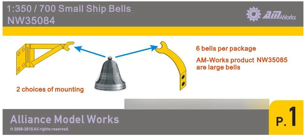 

1:350/700 Bells For Naval Vessels Small (6pcs/set) NW35084 Model Accessory
