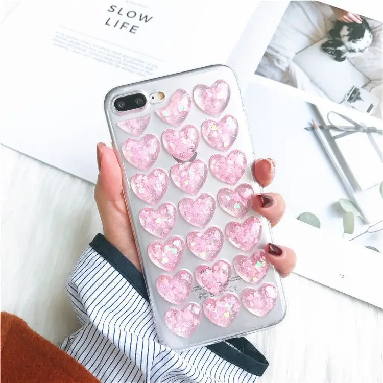 pink Gimfun розовое Сверкающее Сердце Любви чехол для телефона для Iphone Xr 7 8 6s Xs Max прозрачный ТПУ блестящий чехол для Iphone 11 Pro Max - Цвет: pink