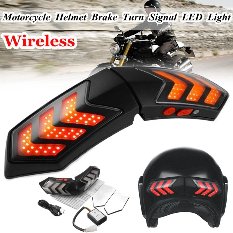 

Беспроводной мотоциклетный шлем, светодиодная лампа безопасности, сигнал поворота, стоп светильник сигнал, черный цвет