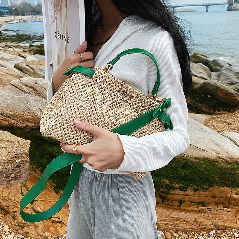 

Weave Square Tote bag 2021 Summer New High-quality Straw bag Women's Designer Handbag Beach Travel bag Shoulder Messenger Bag