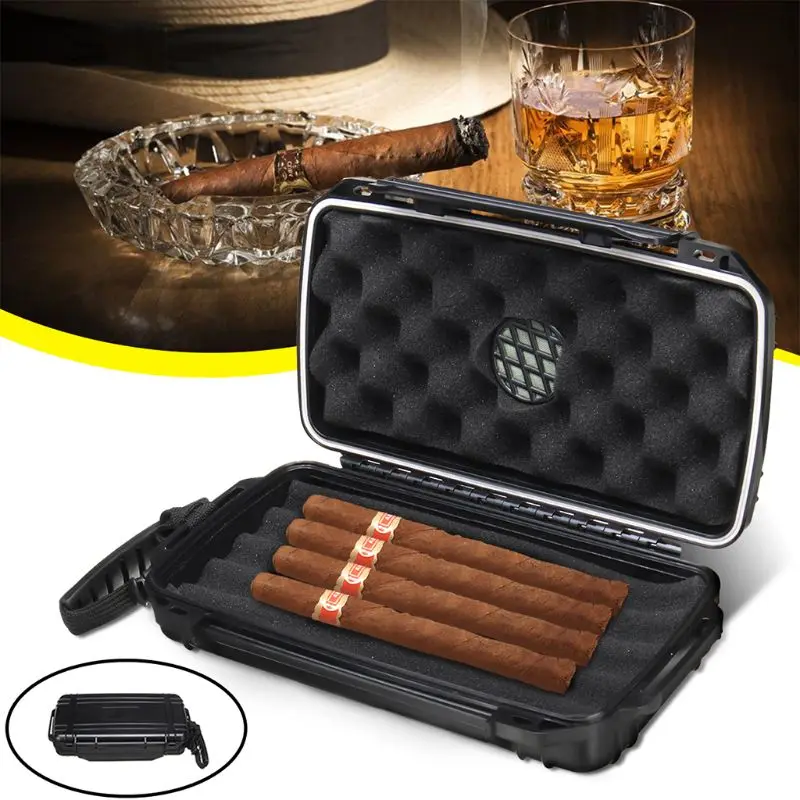 

Cigar Plastic Travel Humidor Case - Waterproof, Dustproof, Shockproof Premium Plastic Hard Shell Case - Built in Foam Hu