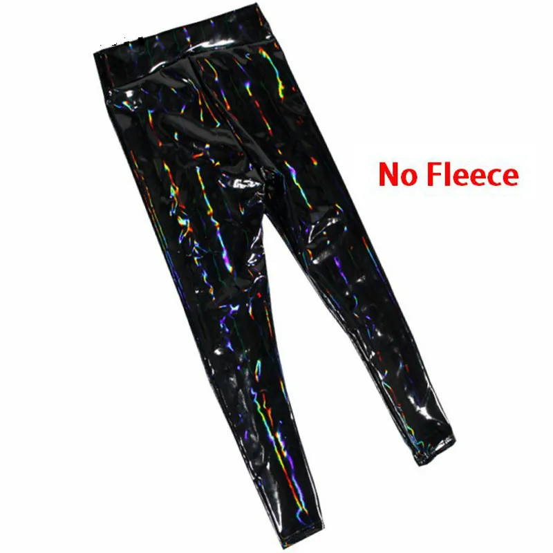 Black with No Fleece Женские леггинсы из искусственной кожи с эффектом мочи, женские черные облегающие длинные штаны с высокой талией, теплые сексуальные обтягивающие леггинсы размера плюс - Цвет: Black with No Fleece
