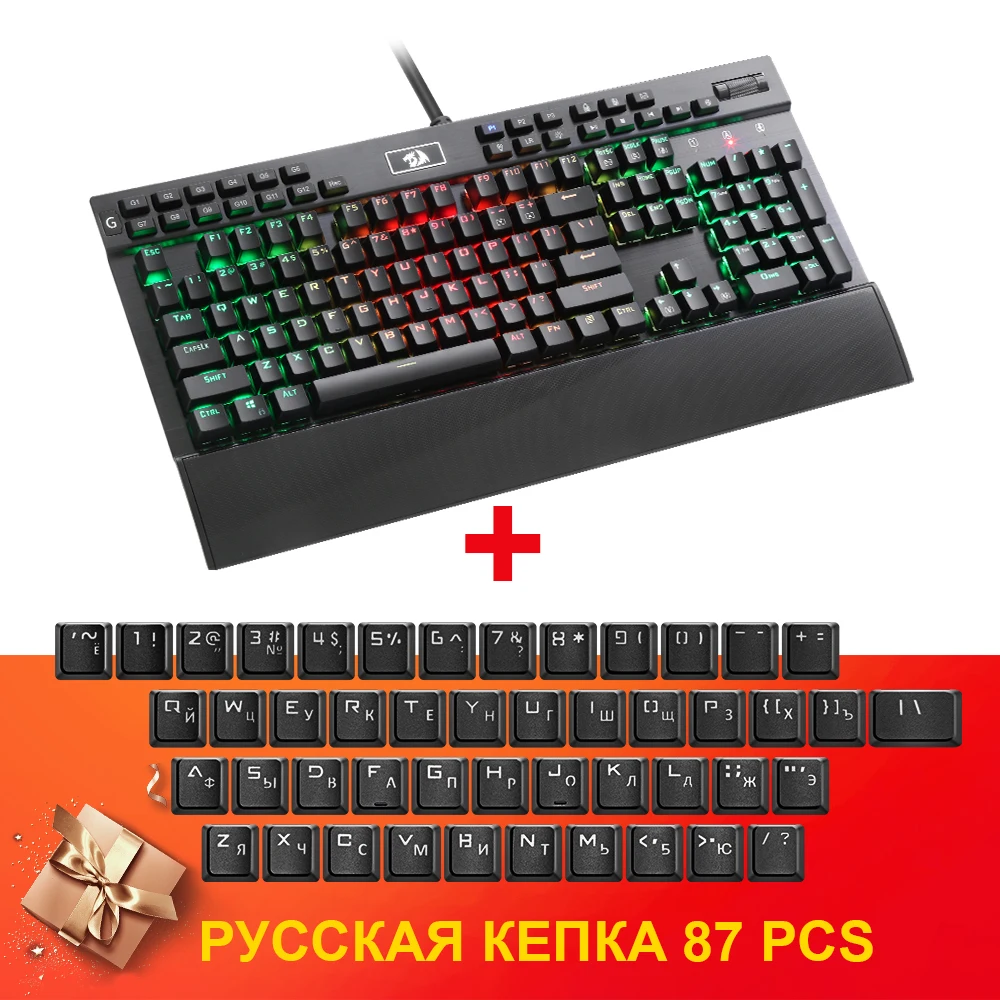 Redragon K550 алюминиевая USB Механическая игровая клавиатура Rgb Красный Фиолетовый переключатель Diy эргономичный ключ с подсветкой против привидения PC Pro Gamer - Цвет: K550 RU