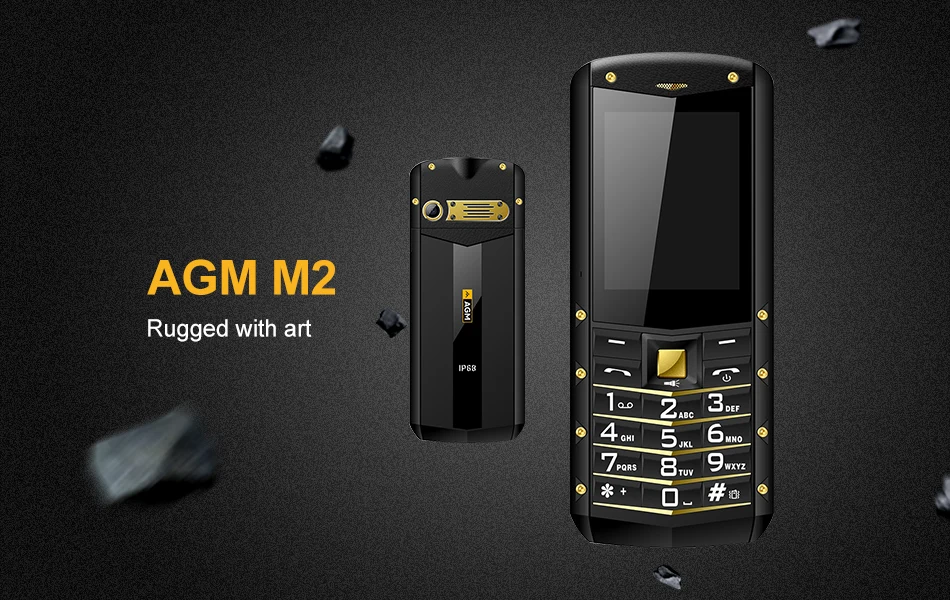 AGM M2 2," прочный телефон две sim-карты задний 0.3MP Открытый Телефон IP68 водонепроницаемый противоударный фонарь-прожектор 1970mAh
