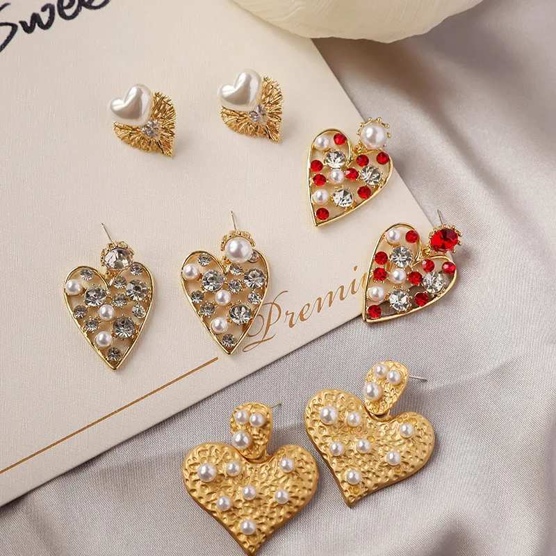 Женские Висячие серьги в Корейском стиле с кристаллами форме сердца Модные