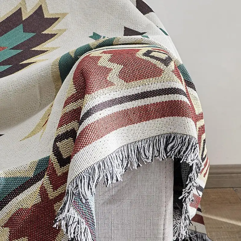 

Fashion Nordic Sofa Throw Towel Blanket With Tassel Thick Line Style Knit Crochet For Sofa Chair Home Decor Towel Shawl Blanket