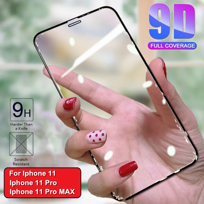 9D Защитное стекло для Iphone 11 Pro полное покрытие Max закаленное защиты экрана пленка