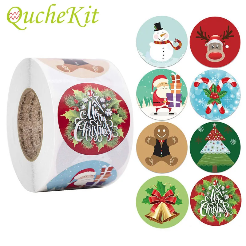 

500pcs Merry Christmas Sticker Christmas Tree Elk Snowman Candy Bag Sealing Sticker Gift Box Label Christmas New Year 2022 Decor