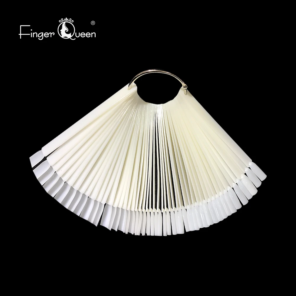 Fake nails 50Pcs Fan-shaped Nail Display Sticks Polish Board Practice Art Tips with Metal Split Ring Color Card | Красота и здоровье