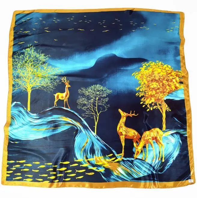 Новый дизайн 90*90 см квадратные шелковые шарфы женский платок головной шарф