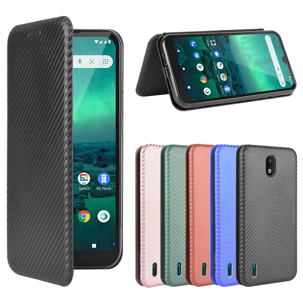 

For Nokia 1.3 Case 5.71 inch Carbon Fiber Flip Leather Case For Nokia 1.3 Nokia1.3 Business Magnetic Wallet Card Slot Slim Cover