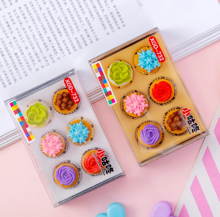 Милые печенья кремовые чашки ручки для торта ластик kawaii Ластики карандаши детей