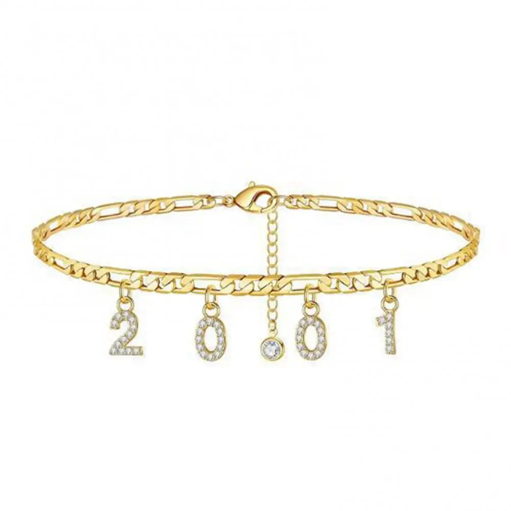 

80% Hot Sale Female Fashion Birth Number 1997-2005 Adjustable Alloy Anklet Chain Birthday Jewelry Gift Bracelet