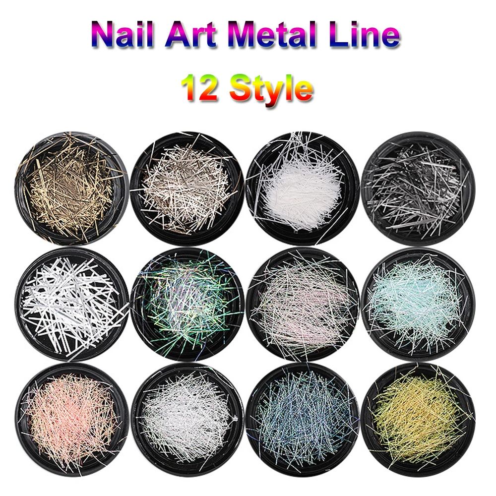 14 цветов шелковые нити для маникюра русалка украшения ногтей металлические