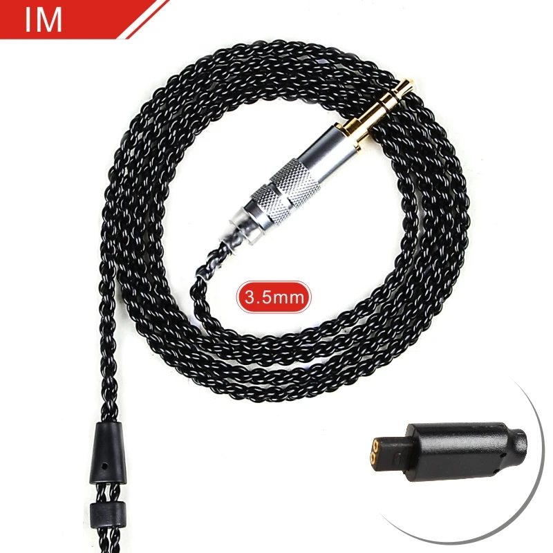 Black 3.5mm IM FDBRO 3,5 мм наушники Кабо MMCX кабель DIY один Кристалл Медь посеребренный кабель для SE215 SE315 SE425 SE535 SE846 UE900 - Цвет: Black 3.5mm IM