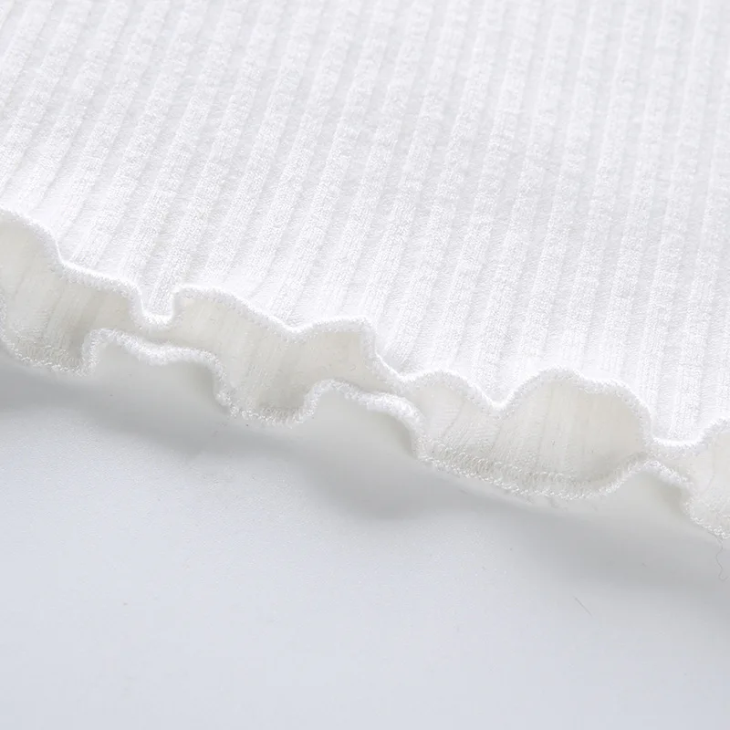 

Women Kawaii Anime Girls White Short Sleeve Sweater Embroidery Cute Crying Eye Pullovers Fashion Knitted Ribbed Thin Crop Top