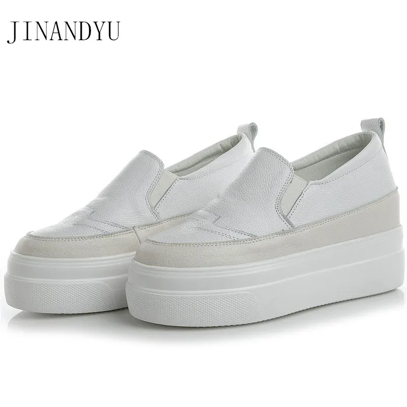 

Real Leather Hidden Heels 7cm Ladies White Sneakers Women Casual Chunky Shoes High Heel Sneaker Woman Sapatos Casuais Feminino