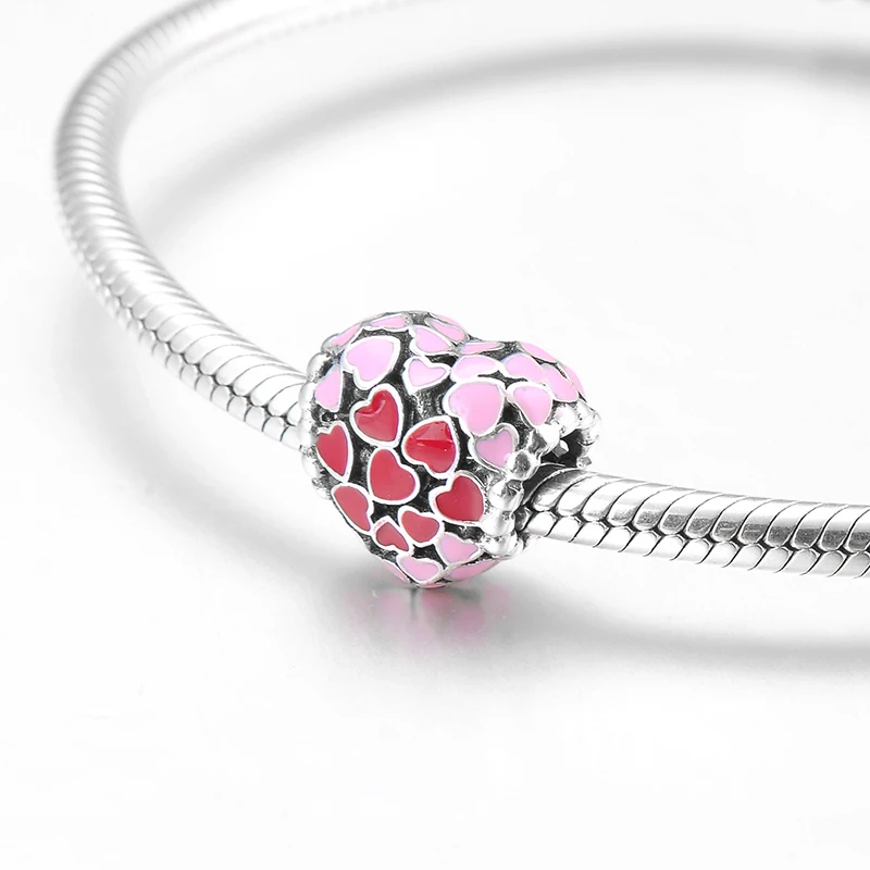 Красная желтовато-серебряная подвеска в виде любимых бусин подходит для