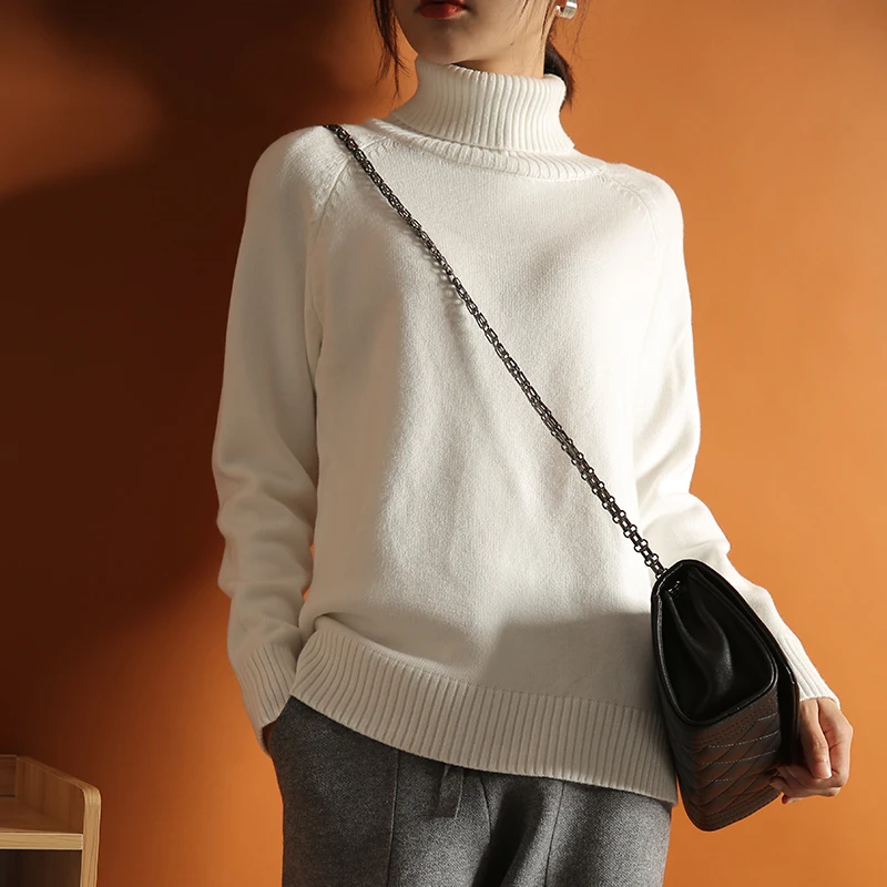 

women's turtleneck raglan pullover sweater fashion loose casual full sleeves stylish female warm knitted jumpers tops sweaters