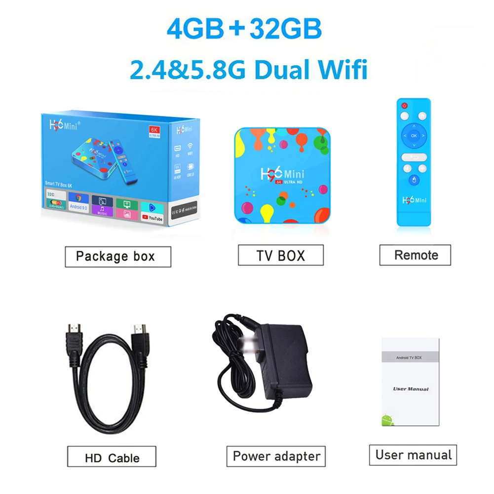 4G 32G 4 ГБ 128 ГБ H96 Мини Android 9,0 ТВ приставка Allwinner H6 четырехъядерный 6K H.265 Wifi netflix Youtube телеприставка H96mini 4 ГБ 32 ГБ - Цвет: 4G 32G