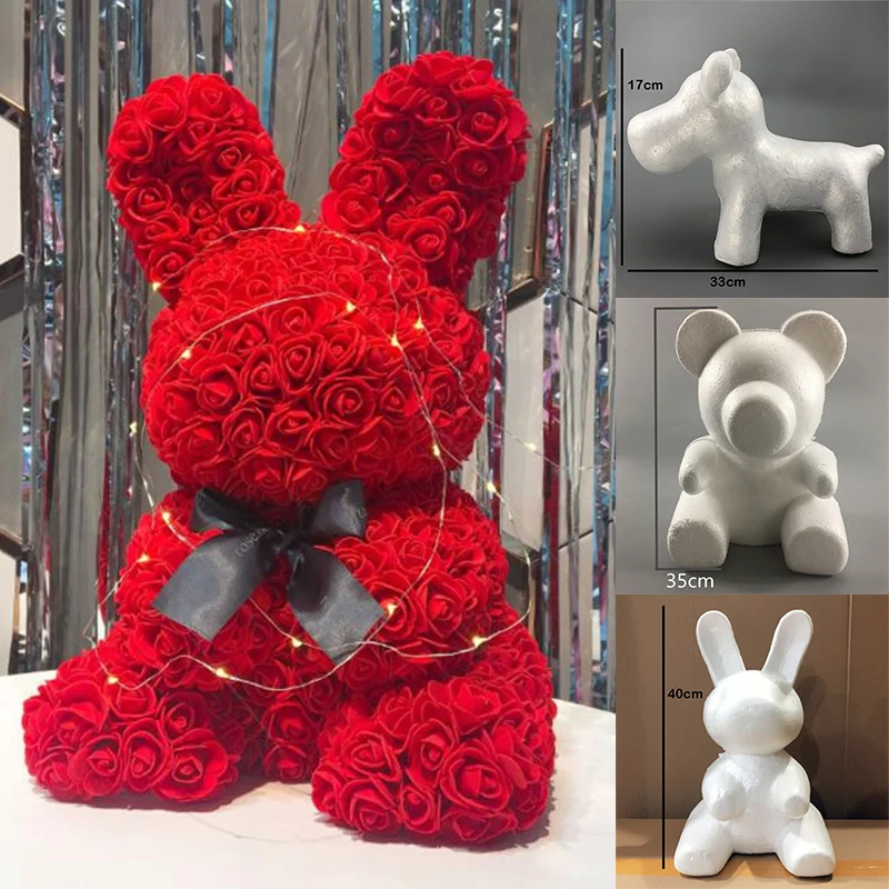

1pc Various Sizes Foam Rose Bear Mold Artificial Rose Flower Valentines Gift DIY Wedding Decoration