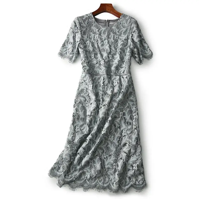 

2021 Women Spring Summer OL Elegant Dress Ladies Solid O-neck Short Sleeve Package Hip Dresses Female Casual Print Vestidos K175