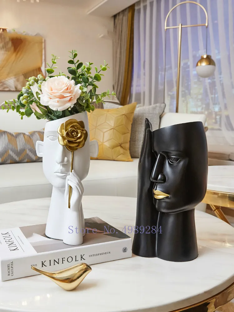Творческая ваза из смолы абстрактный персонаж с головой человека скульптура