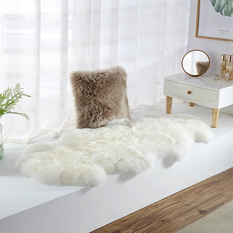 2 х кожаный ковер из натуральной овчины натуральный шерстяной меховой белый