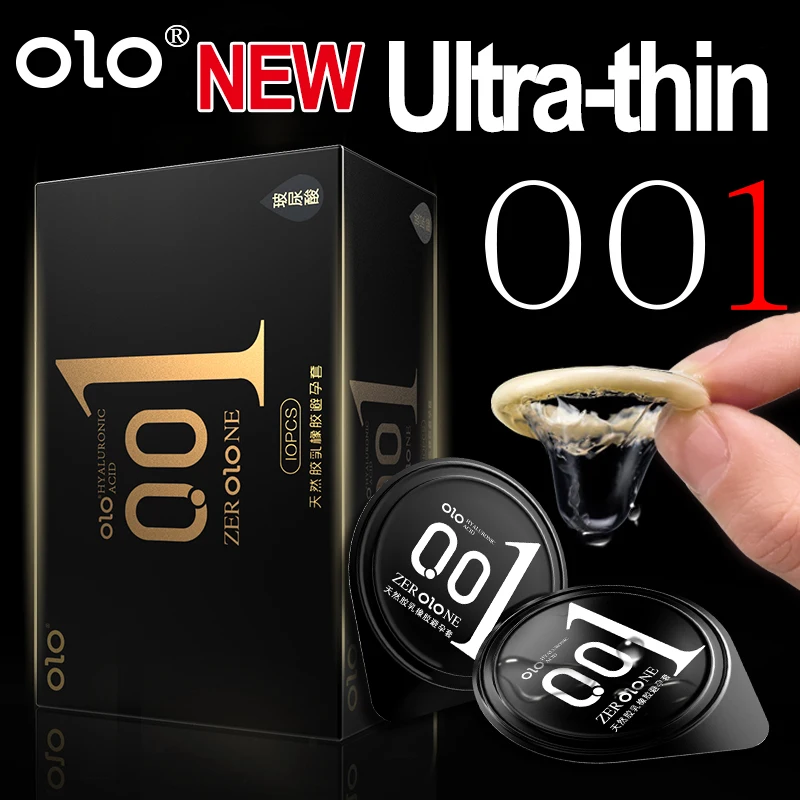 OLO 10 шт. презерватив из натурального латекса ультра тонкий 001 Гиалуроновая
